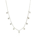 14k White Gold Necklace with Round Diamond Charms-2