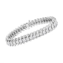 14K White Gold 5.0 Cttw Princess Cut Diamond 7" Invisible Set Wavy S-Link Tennis Bracelet (G-H Color, SI1-SI2 Clarity)-3