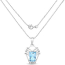 5.76 Carat Genuine Swiss Blue Topaz & White Topaz .925 Sterling Silver Pendant-2
