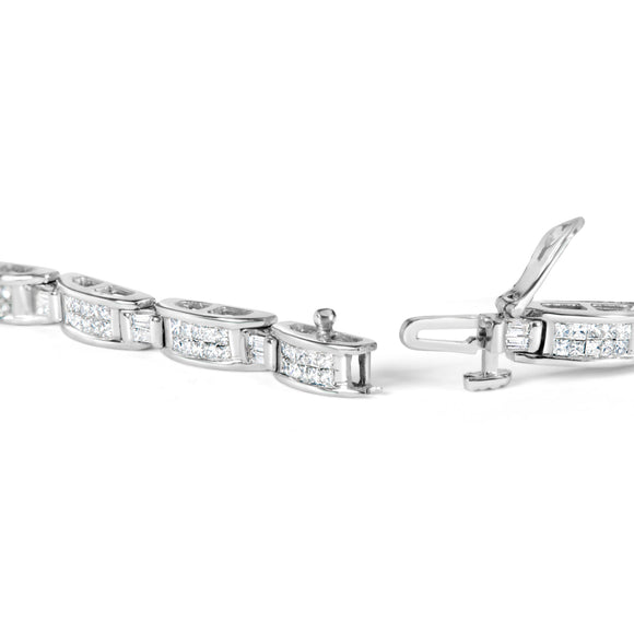 14K White Gold 2.0 Cttw Baguette and Princess-Cut Diamond Tennis Bracelet (H-I Color, SI1-SI2 Clarity) - 7"
