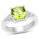 2.27 Carat Genuine Peridot and White Zircon .925 Sterling Silver Ring-1