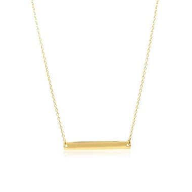 14k Yellow Gold Smooth Flat Horizontal Bar Style Necklace - 0