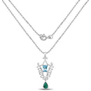 9.23 Carat Genuine Emerald and Swiss Blue Topaz .925 Sterling Silver Pendant-2