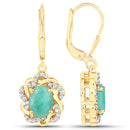 2.36 Carat Genuine Emerald and White Topaz .925 Sterling Silver Earrings-2