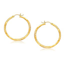 14k Yellow Gold Fancy Diamond Cut Hoop Earrings (35mm Diameter)-1