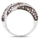 1.25 Carat Genuine Champagne Diamond & White Diamond .925 Sterling Silver Ring-2