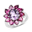 5.65 Carat Genuine Amethyst and Rhodolite .925 Sterling Silver Ring-1