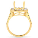 0.42 Carat Genuine White Diamond 14K Yellow Gold Semi Mount Ring - holds 11x9mm Oval Gemstone-3