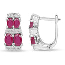 3.20 Carat Glass Filled Ruby .925 Sterling Silver Earrings-2