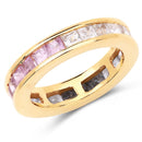 14K Yellow Gold Plated 4.32 Carat Genuine Multi Sapphire .925 Sterling Silver Ring-1