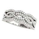 Diamond Studded Ring with Four Curves in 14k White Gold (5/8 cttw)-1