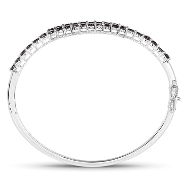 4.00 Carat Genuine Black Diamond .925 Sterling Silver Bangle - 0