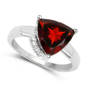 3.56 Carat Genuine Garnet and White Topaz .925 Sterling Silver Ring-2