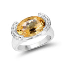 4.55 Carat Genuine Citrine and White Diamond .925 Sterling Silver Ring-1