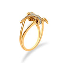 14K Yellow Gold Plated .925 Sterling Silver 1/4 Cttw Diamond Interlocking Bypass Ring (I-J Color, I1-I2 Clarity) - Size 7-5