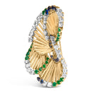 18K Yellow Gold 2 1/3 Cttw Diamond, Sapphire, and Emerald Sculpted Petal Brooch Pin (G-H Color, VS1-VS2 Clarity)-2