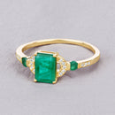 1.07 Carat Genuine Zambian Emerald and White Diamond 14K Yellow Gold Ring-4