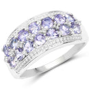 1.44 Carat Genuine Tanzanite & White Topaz .925 Sterling Silver Ring-1