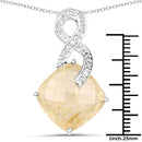 8.81 Carat Genuine Golden Rutile and White Diamond .925 Sterling Silver Pendant-4