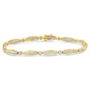14K White Gold 1-1/2 Cttw Round Brilliant-Cut & Baguette Cut Diamond Bezel and Tapered Link 7" Tennis Bracelet (H-I Color, I1-I2 Clarity)-7