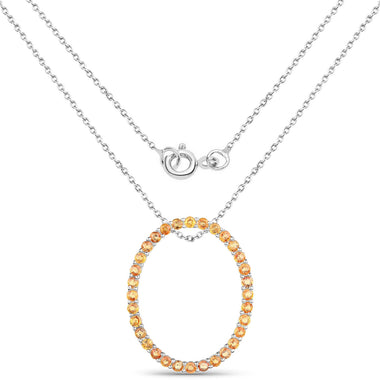 2.88 Carat Genuine Orange Sapphire .925 Sterling Silver Pendant - 0