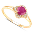 0.59 Carat Genuine Ruby and White Diamond 14K Yellow Gold Ring-2