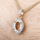 0.18 Carat Genuine White Diamond 14K Yellow Gold Semi Mount Pendant - holds 8x6mm Oval Gemstone-4
