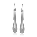 14k White Gold Long Polished Teardrop Dangling Earrings-2