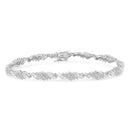 .925 Sterling Silver 1-1/2 Cttw Round and Baguette Cut Diamond Wave Link Bracelet (I-J Color, I2-I3 Clarity) - 7"-1