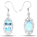 13.68 Carat Genuine Blue Topaz .925 Sterling Silver Earrings-3