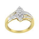 10K Yellow and White Gold 1/2 Cttw Diamond Marquise Shaped Cluster Split Shank Ring (H-I Color, SI2-I1 Clarity) - Size 7-2