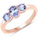 18K Rose Gold Plated 0.90 Carat Genuine Tanzanite .925 Sterling Silver Ring-1