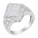.925 Sterling Silver 2/5 Cttw Princess Cut Diamond Square On Point Cluster Composite Cocktail Ring (H-I Color, SI1-SI2 Clarity) - Size 6-3