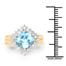 14K Yellow Gold Plated 4.33 Carat Genuine Swiss Blue Topaz and White Topaz .925 Sterling Silver Ring-4