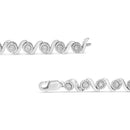 .925 Sterling Silver 1/2 Cttw Round Diamond Halo S-Link Bracelet (I-J Color, I2-I3 Clarity) - 7.25"-3