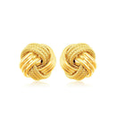 14k Yellow Gold Love Knot with Ridge Texture Earrings-1