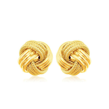 14k Yellow Gold Love Knot with Ridge Texture Earrings