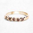 0.19 Carat Genuine Champagne Diamond 14K Yellow Gold Ring (I1-I2)-4