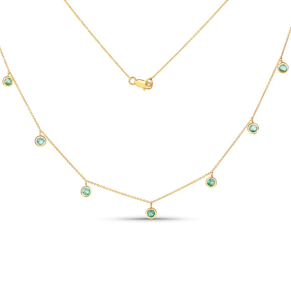 0.90 Carat Genuine Zambian Emerald 10K Yellow Gold Necklace