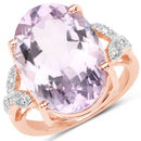 18K Rose Gold Plated 10.50 Carat Genuine Pink Amethyst and White Topaz .925 Sterling Silver Ring-1