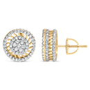 10K Yellow Gold 1.00 Cttw Diamond Halo Radiant Sunburst Stud Earrings (I-J Color, I2-I3 Clarity)-3
