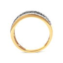 14K Yellow Gold Plated .925 Sterling Silver 1 1/4 Cttw White and Black Treated Diamond Multi Row Band (Black/I-J Color, I2-I3 Clarity) - Size 10-4