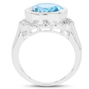 5.39 Carat Genuine Blue Topaz and White Topaz .925 Sterling Silver Ring-2
