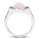 3.57 Carat Genuine Rose Quartz And Amethyst .925 Sterling Silver Ring-2