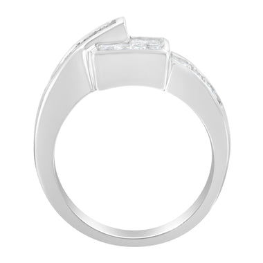 14K White Gold Princess and Baguette-cut Diamond Ring (1 1/3 Cttw, G-H Color, SI2-I1 Clarity) - Size 6-3/4 - 0