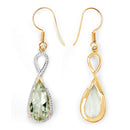 14K Yellow Gold Plated 10.10 Carat Genuine Green Amethyst .925 Sterling Silver Earrings-3