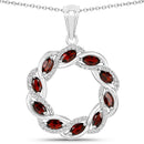 2.33 Carat Genuine Garnet and White Topaz .925 Sterling Silver Pendant-1