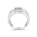 .925 Sterling Silver Diamond Accent Miracle-Set 9 Stone Ridged Band Gentlemen's Fashion Ring (I-J Color, I3 Clarity) - Size 10-5