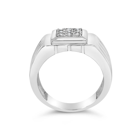 .925 Sterling Silver Diamond Accent Miracle-Set 9 Stone Ridged Band Gentlemen's Fashion Ring (I-J Color, I3 Clarity) - Size 10