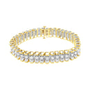 14K Yellow and White Gold 5.0 Cttw Round & Baguette Cut Diamond 7" Reflective Tennis Bracelet (H-I Color, I1-I2 Clarity)-2